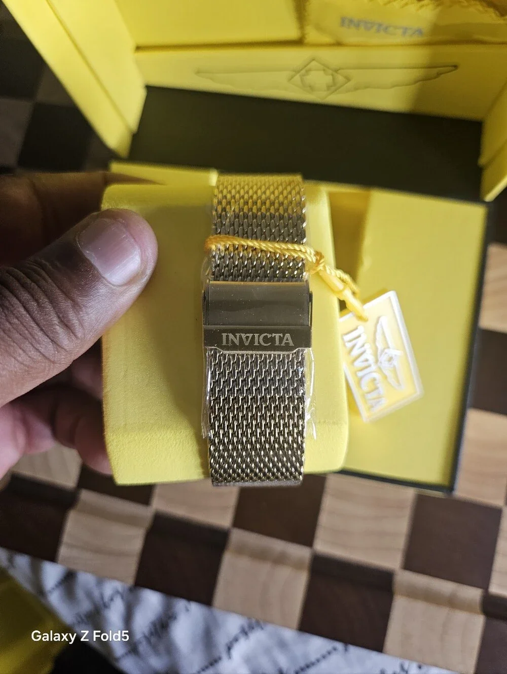 Invicta Grand Diver Gold Tone Mesh Bracelet Watch with Black Dial 47mm